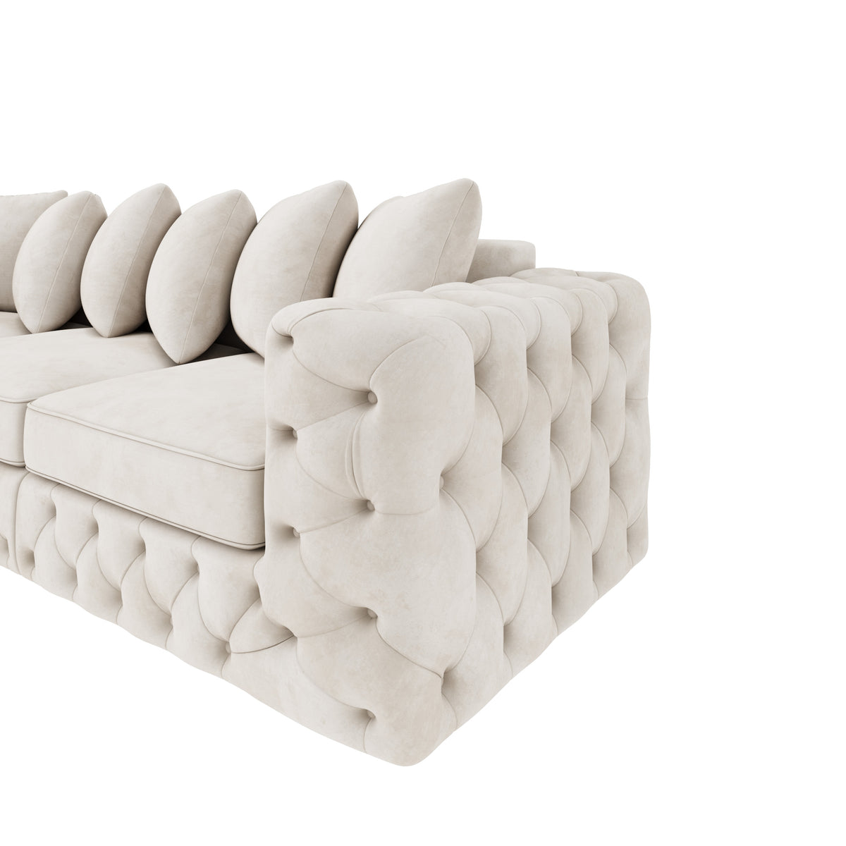 Ashton Corner Sofa shown in plush velvet, view on a plain background