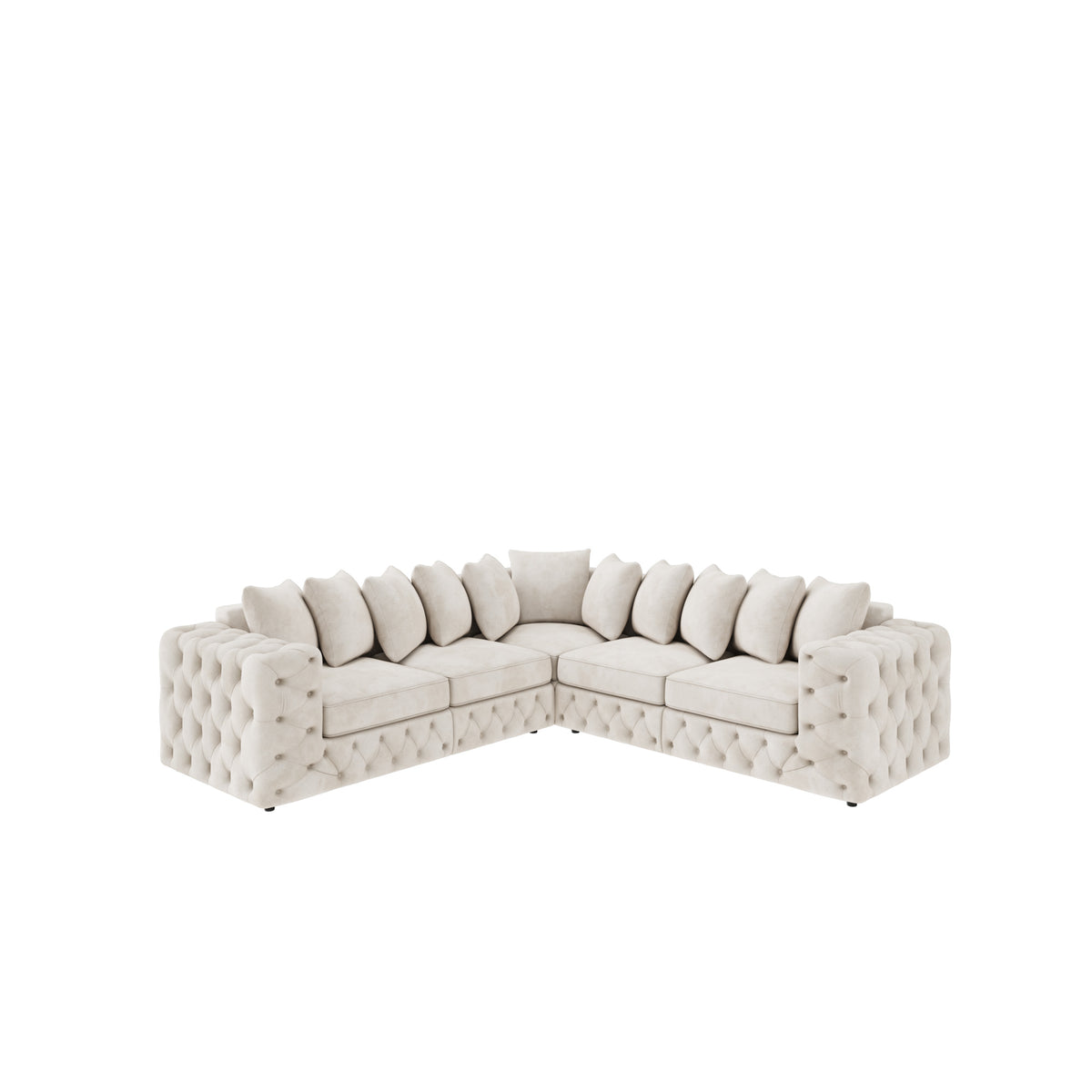 Ashton Corner Sofa shown in plush velvet, view on a plain background