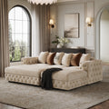 Ashton Convertible L Shape Sofa shown in plush velvet, angled view in a living room