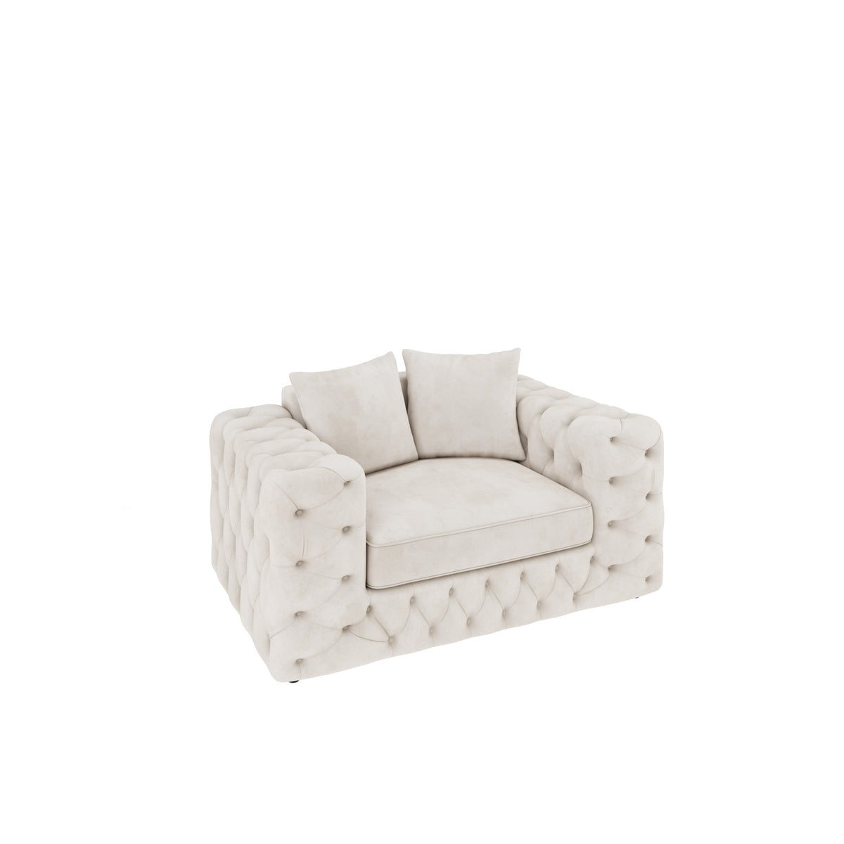 Ashton Loveseat Sofa shown in plush velvet, view on a plain background