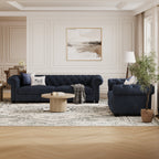 Chelsea Chesterfield 3 + 2 Seater Sofa Set shown in plush velvet, front view in a living room