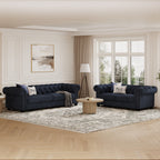 Chelsea Chesterfield 3 + 2 Seater Sofa Set shown in plush velvet, angled view in a living room