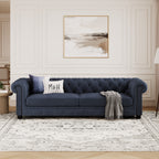 Chelsea Chesterfield 3 Seater Sofa shown in plush velvet, front view in a living room