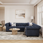 Chelsea Chesterfield Corner Sofa shown in plush velvet, front view in a living room
