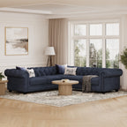 Chelsea Chesterfield Corner Sofa shown in plush velvet, angled view in a living room