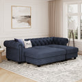 Chelsea Chesterfield Convertible L Shape Sofa shown in plush velvet, angled view in a living room