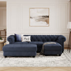 Chelsea Chesterfield Convertible L Shape Sofa shown in plush velvet, front view in a living room