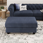 Chelsea Chesterfield Convertible L Shape Sofa shown in plush velvet, front view in a living room
