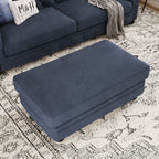 Chelsea Chesterfield Convertible L Shape Sofa shown in plush velvet, overhead view in a living room