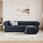 Chelsea Chesterfield L Shape Sofa shown in plush velvet, front view in a living room