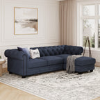 Chelsea Chesterfield L Shape Sofa shown in plush velvet, angled view in a living room