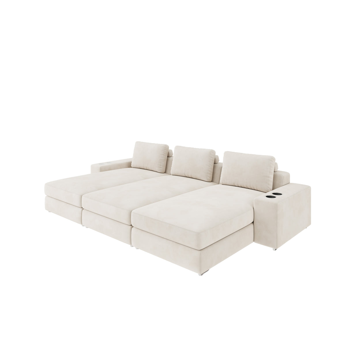 Harlow Cinema Sofa shown in plush velvet, view on a plain background