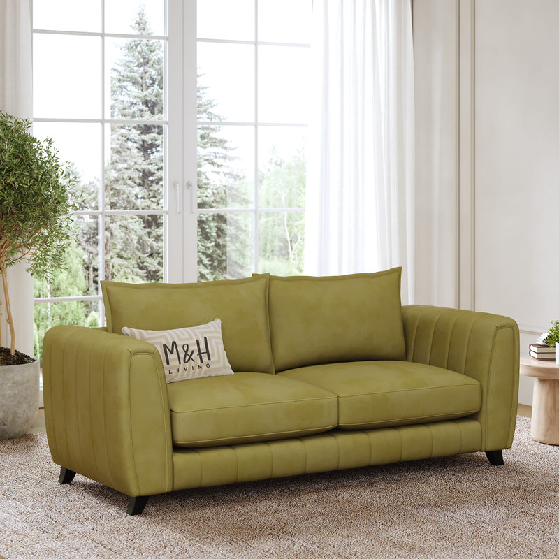 Hazel 2 Seater Sofa shown in plush velvet, angled view in a living room