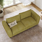 Hazel 2 Seater Sofa shown in plush velvet, overhead view in a living room
