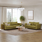 Hazel 3 + 2 Seater Sofa Set shown in plush velvet, angled view in a living room