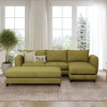 Hazel Convertible L Shape Sofa shown in plush velvet, front view in a living room