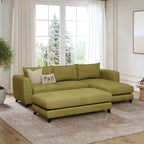 Hazel Convertible L Shape Sofa shown in plush velvet, angled view in a living room
