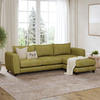 Hazel L Shape Sofa shown in plush velvet, angled view in a living room