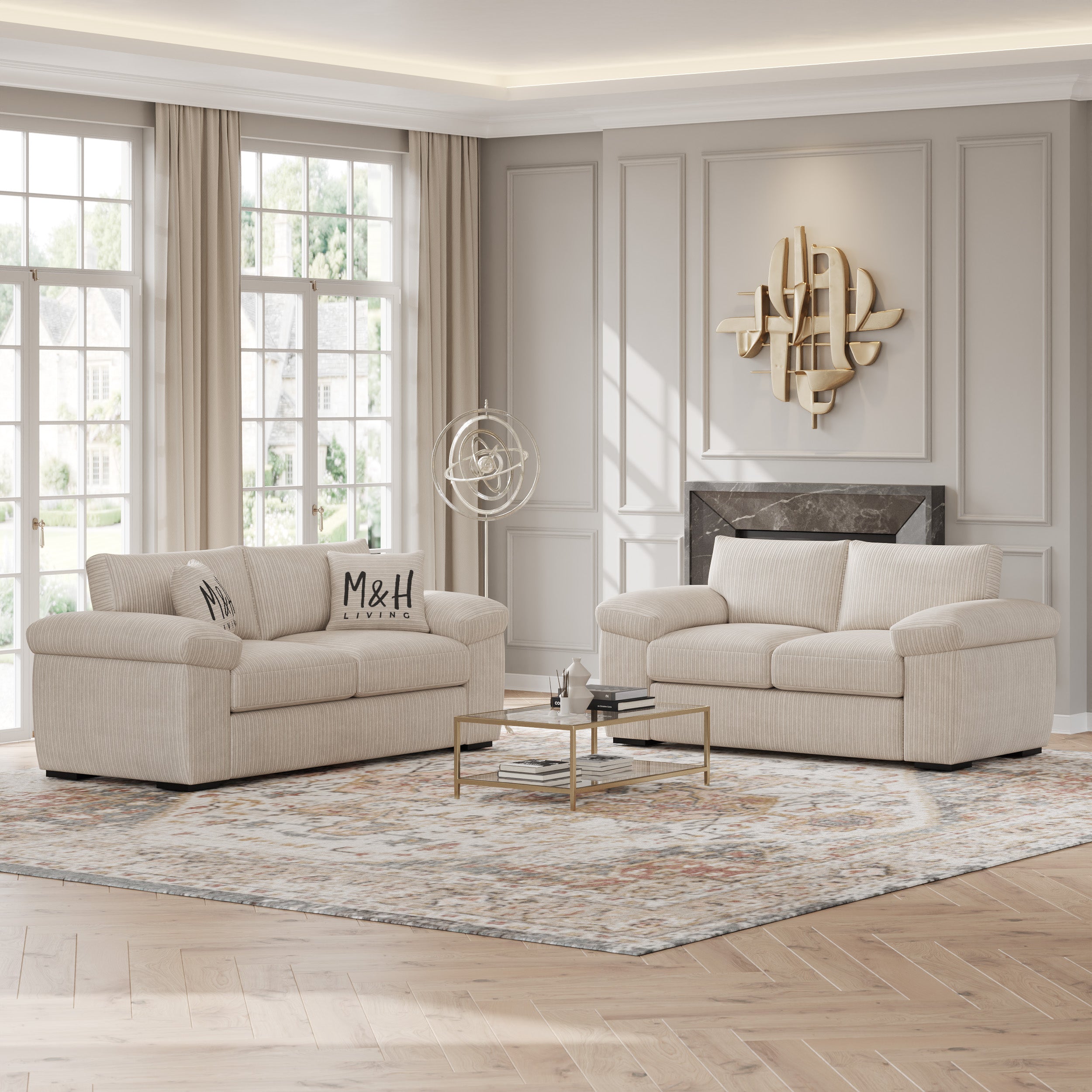 Jumbo Cord 3 + 2 Seaters Sofa Set