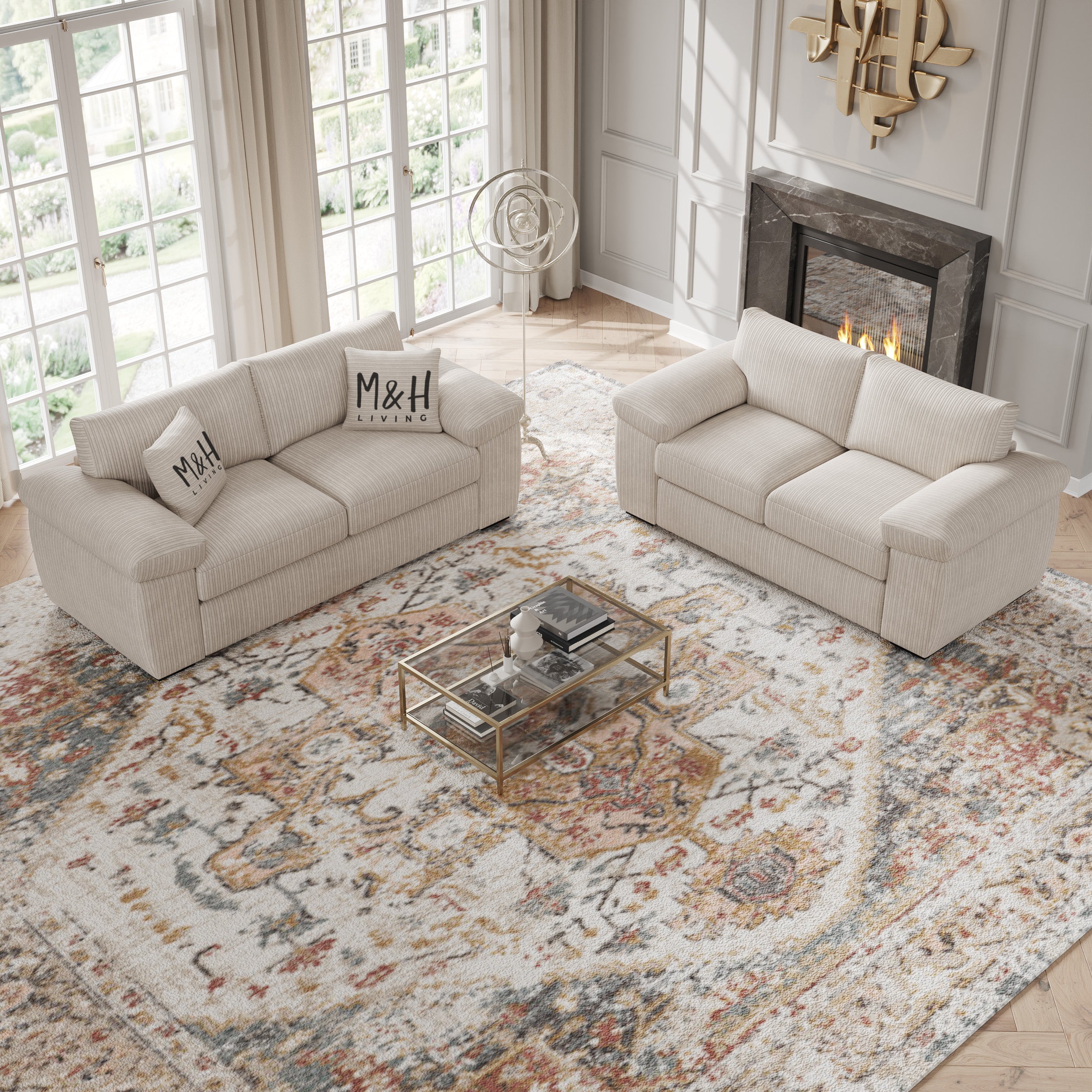 Jumbo Cord 3 + 2 Seaters Sofa Set