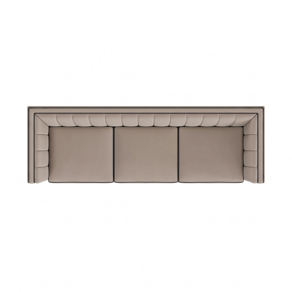 MH Luxury 3 Seater Sofa from the 3 + 2 set shown in stone, overhead view on a plain background