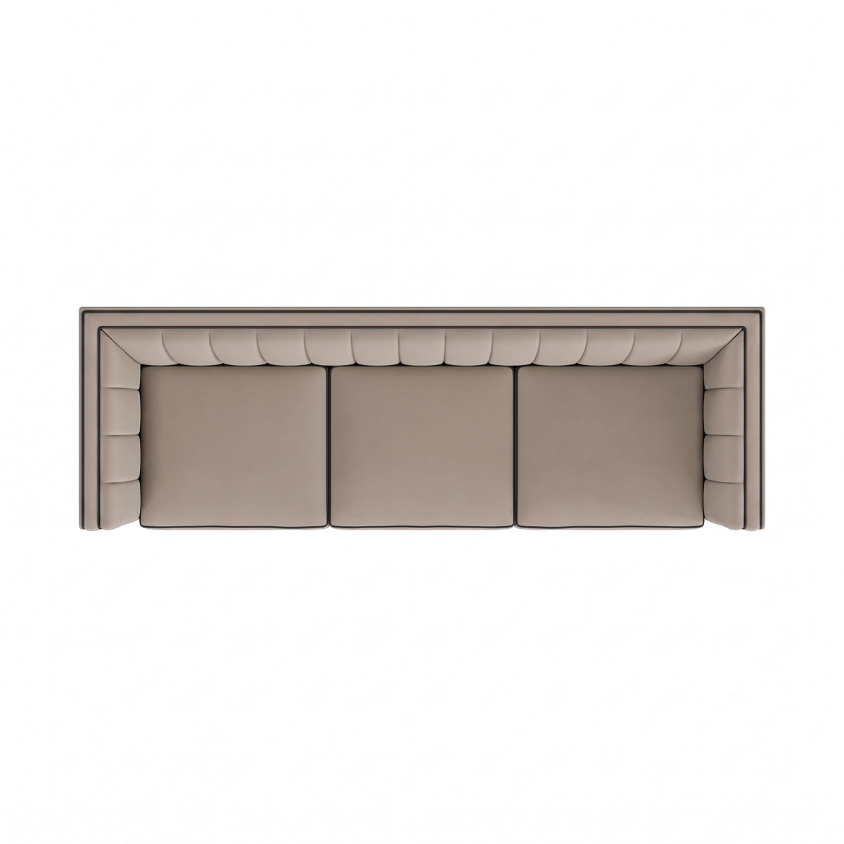 MH Luxury 3 Seater Sofa from the 3 + 2 set shown in stone, overhead view on a plain background