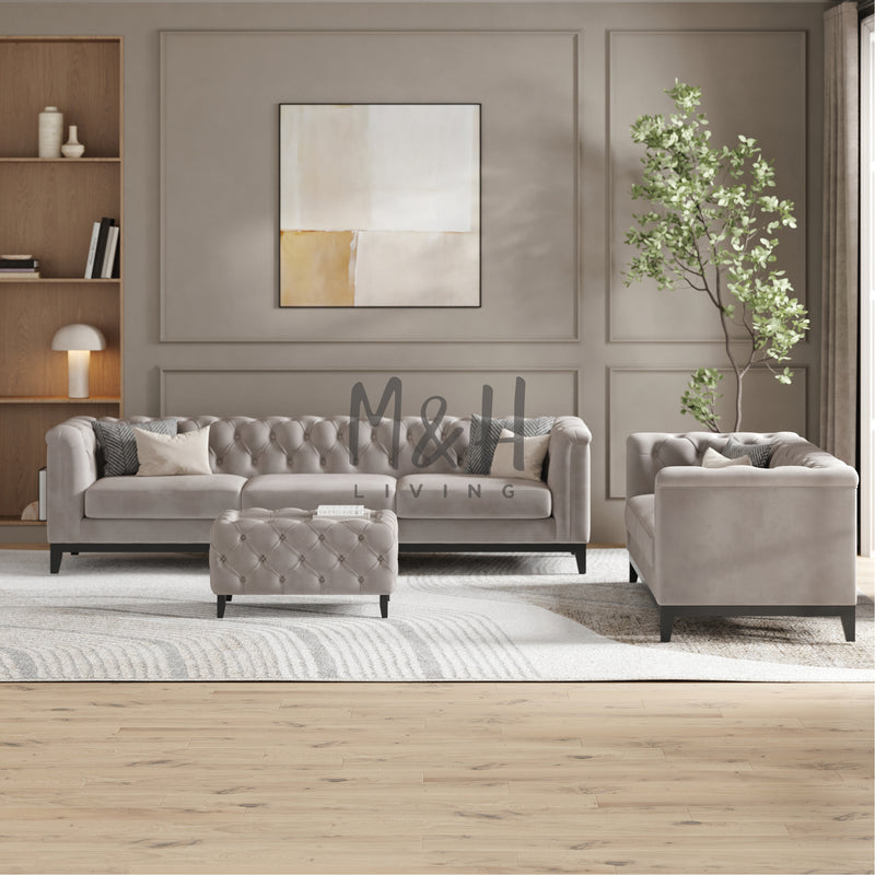 MH Luxury Chesterfield 3 + 2 Seaters Sofa Set