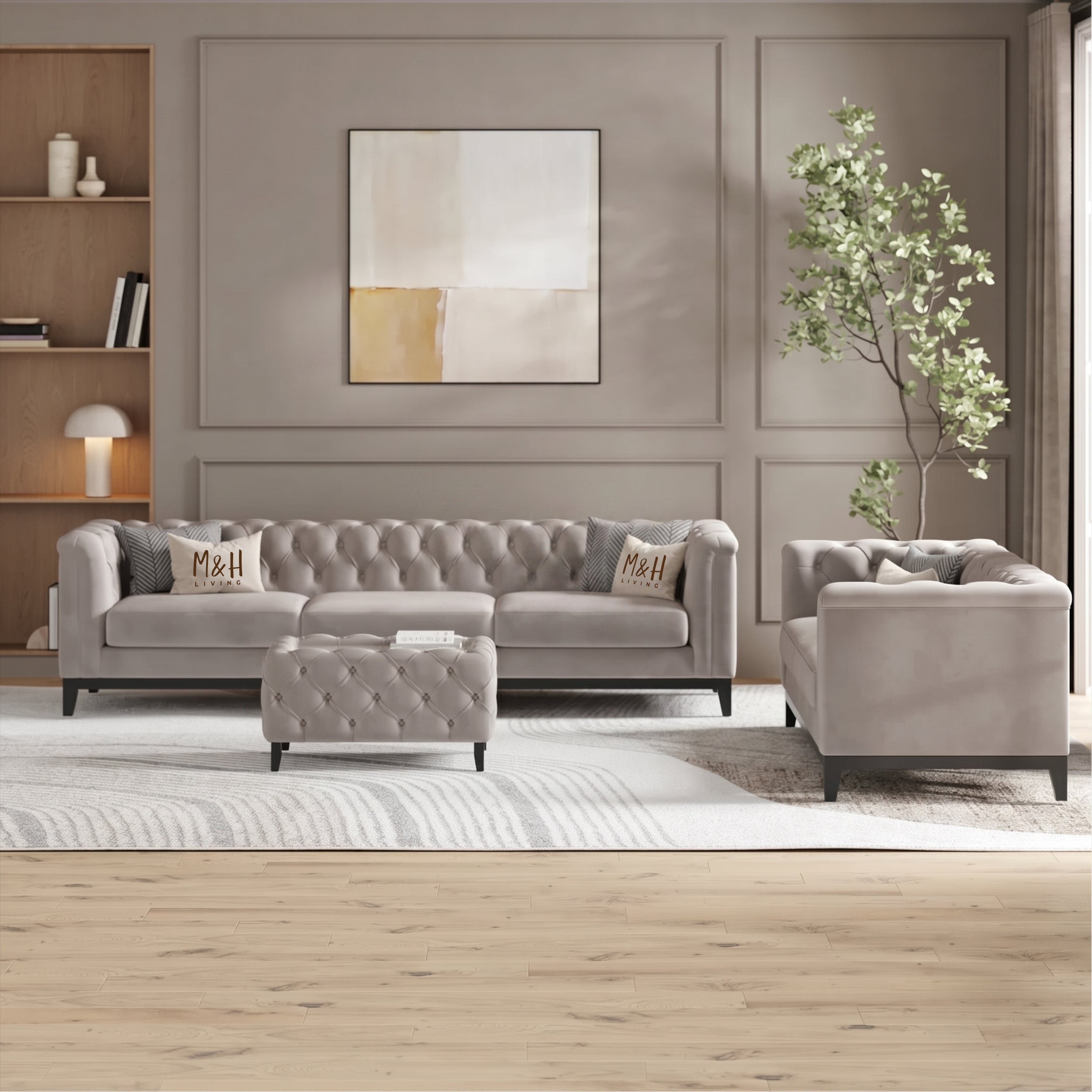 MH Luxury Chesterfield 3 + 2 Seaters Sofa Set