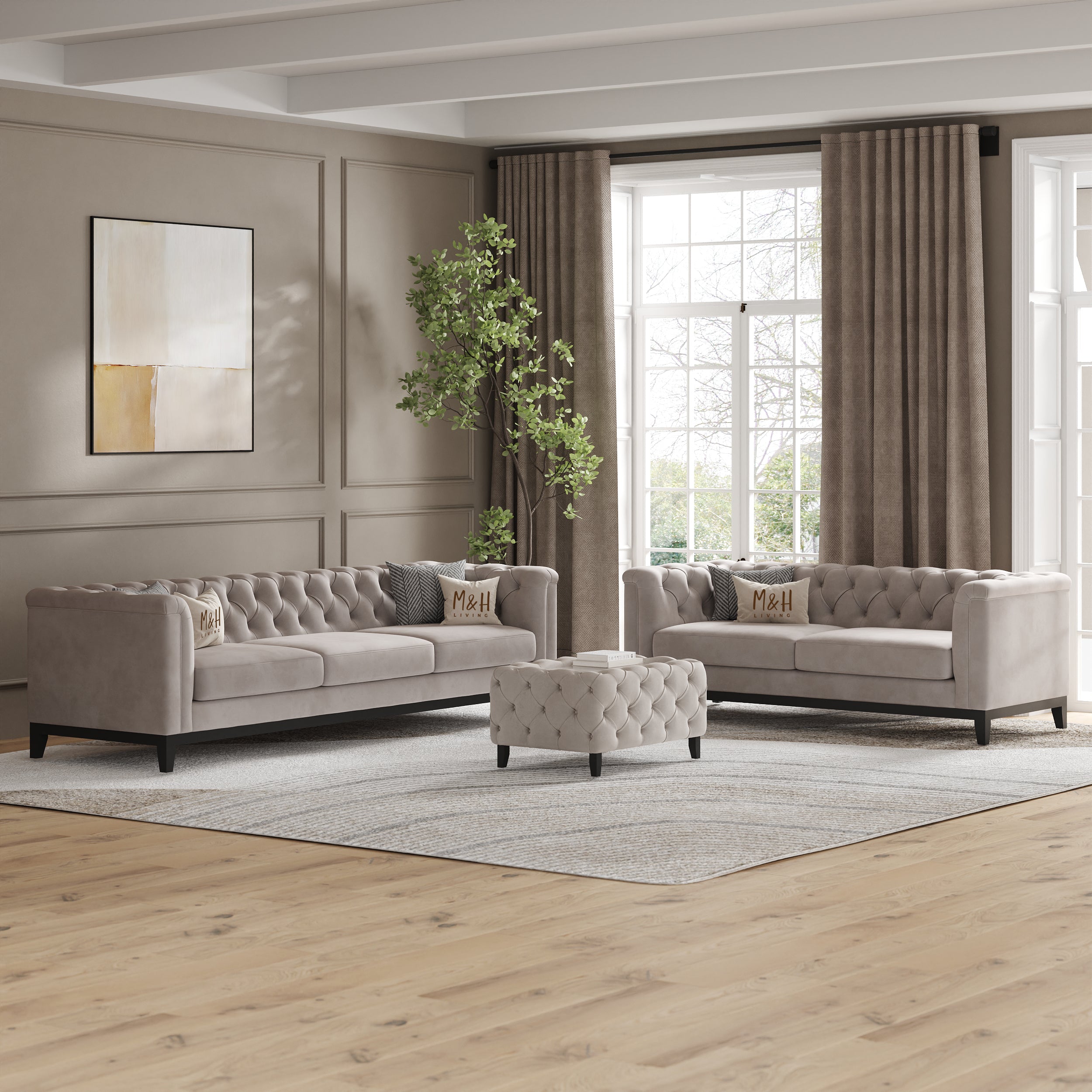 MH Luxury Chesterfield 3 + 2 Seaters Sofa Set