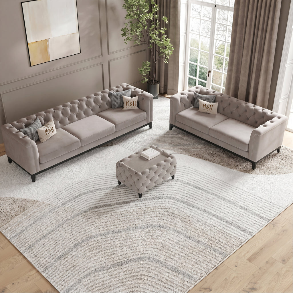 MH Luxury Chesterfield 3 + 2 Seaters Sofa Set
