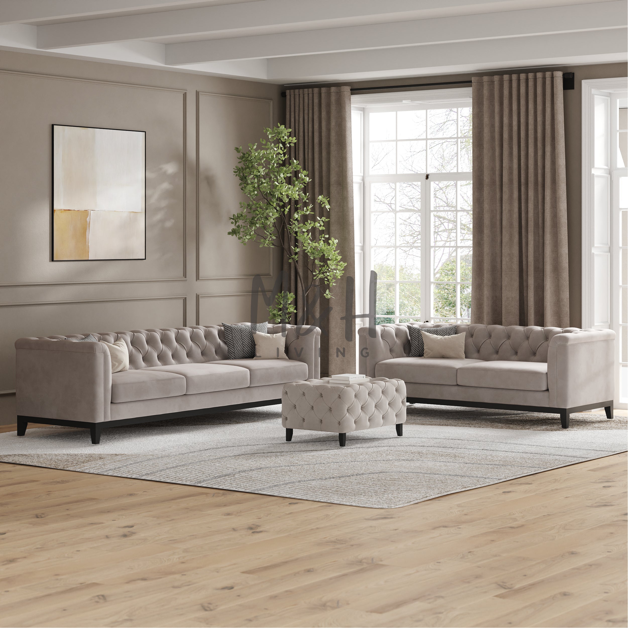 MH Luxury Chesterfield 3 + 2 Seaters Sofa Set