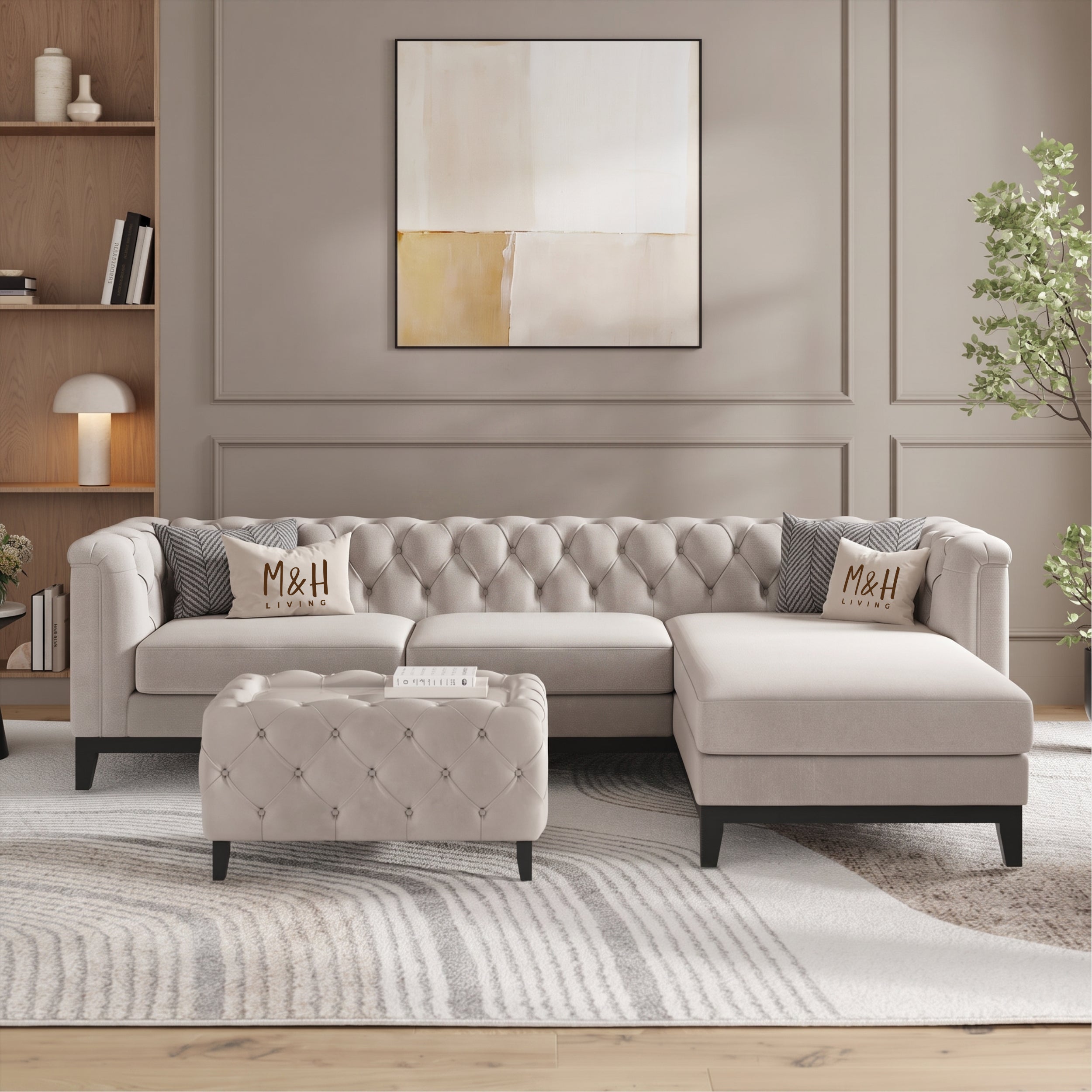 MH Luxury Chesterfield L Shape Sofa