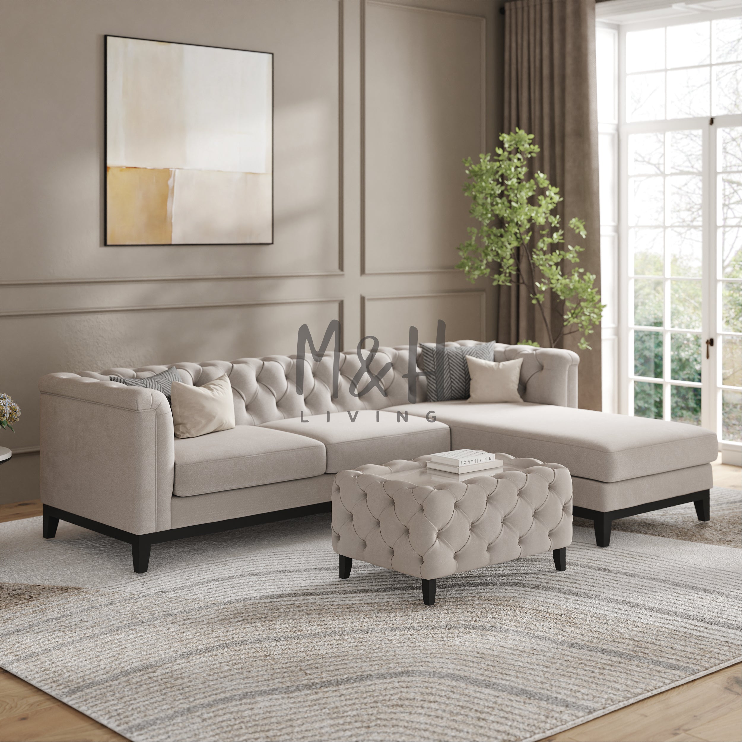 MH Luxury Chesterfield L Shape Sofa