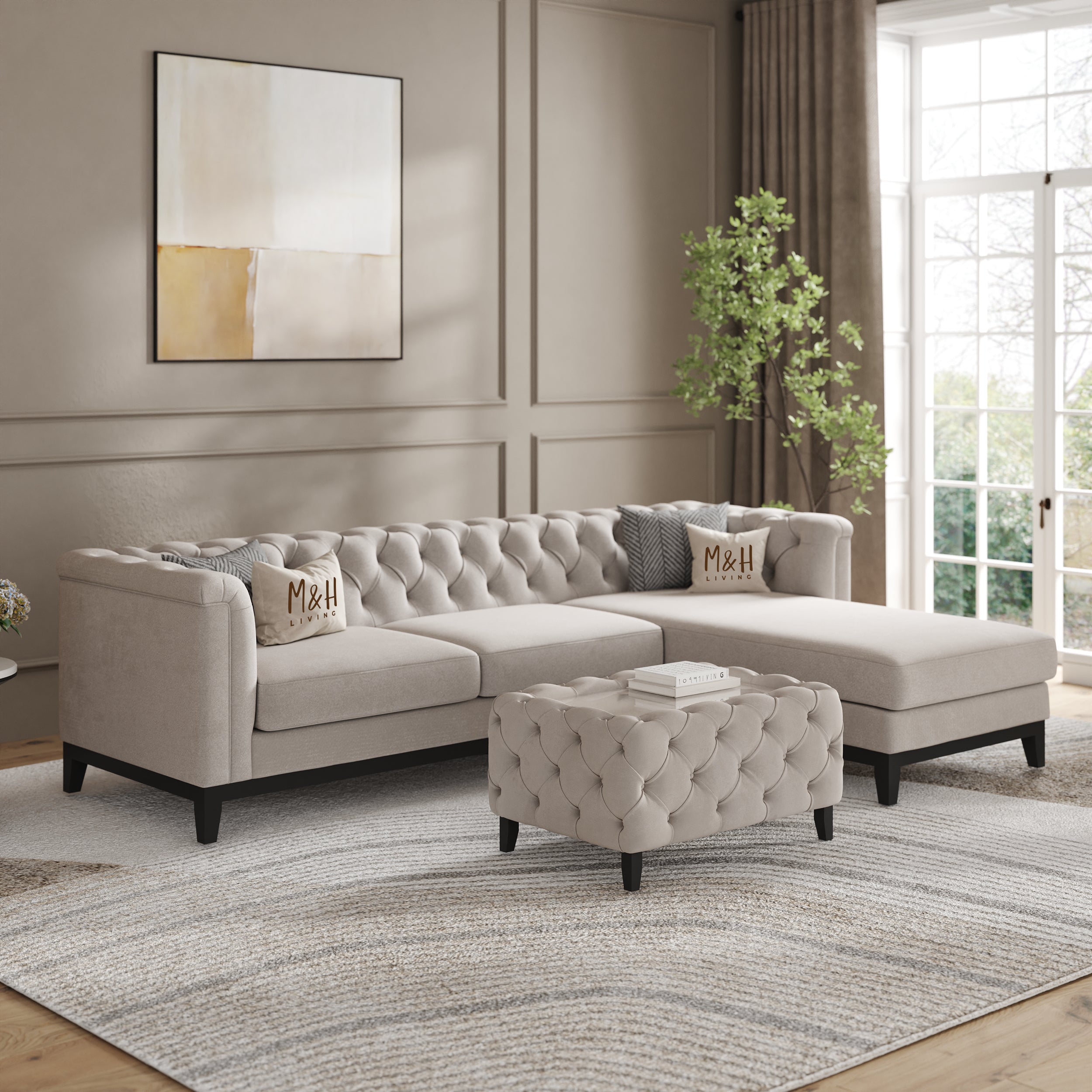MH Luxury Chesterfield L Shape Sofa