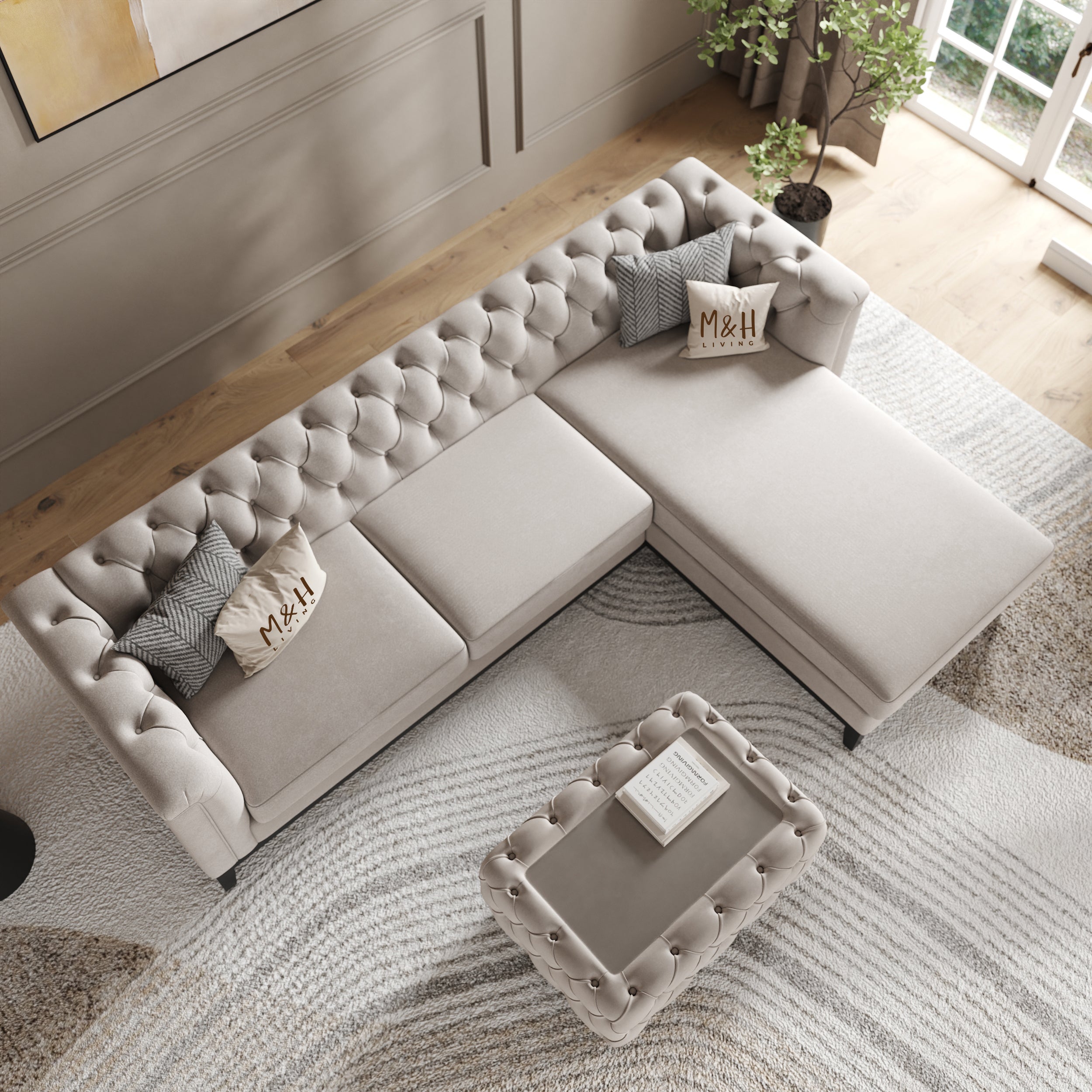 MH Luxury Chesterfield L Shape Sofa