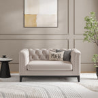 MH Luxury Chesterfield Loveseat Sofa shown in plush velvet, front view in a living room
