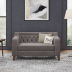 MH Theo Loveseat Sofa shown in plush velvet, front view in a living room