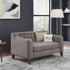 MH Theo Loveseat Sofa shown in plush velvet, angled view in a living room