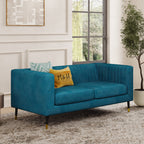 Monroe 2 Seater Sofa shown in plush velvet, angled view in a living room