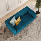 Monroe 2 Seater Sofa shown in plush velvet, overhead view in a living room