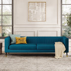 Monroe 3 Seater Sofa shown in plush velvet, front view in a living room