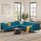 Monroe Corner Sofa shown in plush velvet, angled view in a living room