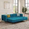 Monroe Convertible L Shape Sofa shown in plush velvet, angled view in a living room
