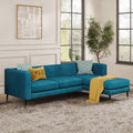 Monroe L Shape Sofa shown in plush velvet, angled view in a living room