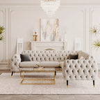Oakley Corner Sofa shown in cream, front view in a living room