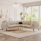 Oakley Corner Sofa shown in cream, angled view in a living room