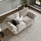 Rio 2 Seater Sofa shown in plush velvet, overhead view in a living room