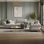Rio 3 + 2 Seater Sofa Set shown in plush velvet, front view in a living room