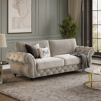 Rio 3 Seater Sofa shown in plush velvet, angled view in a living room