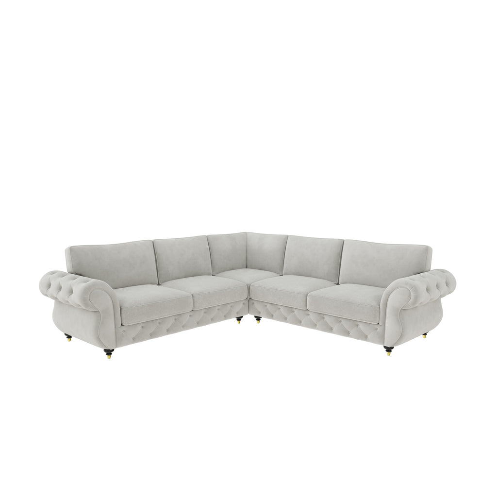 Rio Corner Sofa shown in plush velvet, view on a plain background